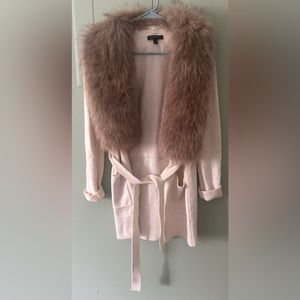Banana Republic Faux Fur Sweater Cardigan w/Removeable Collar,  Belted S…